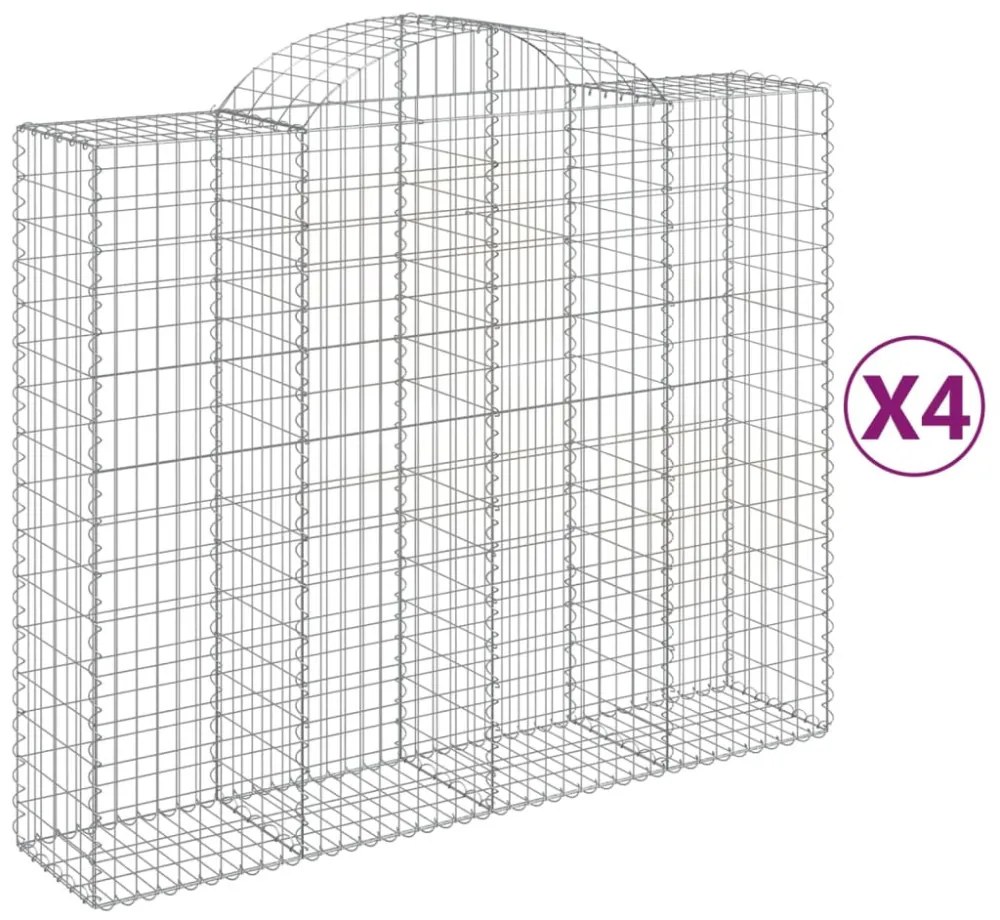 vidaXL 4 db íves horganyzott vas gabion kosár 200x50x160/180 cm