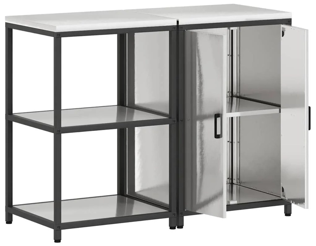 Konyhai Tároló Készlet polcokkal 2 pcs Ezüst 120 x 50 x 92 cm