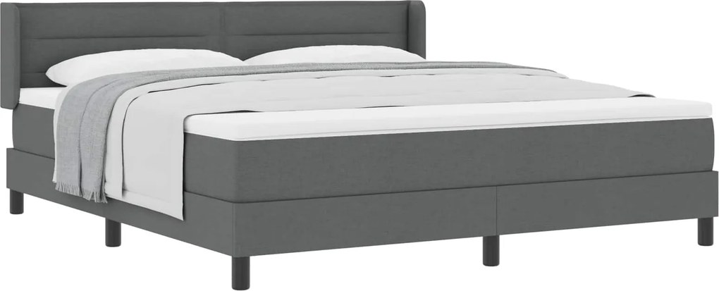 vidaXL Boxrugós ágy matracmal Sötétszürke 200 x 180 cm Poliészter