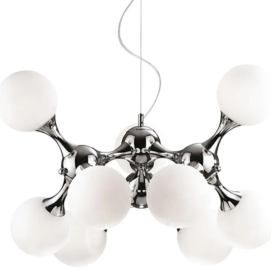 Ideal Lux - Csillár zsinóron NODI 9xE14/40W/230V fényezett króm/fehér