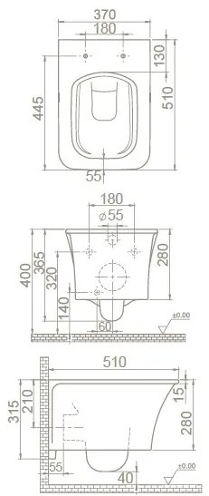 CeraStyle IBIZA fali WC - MATT FEHÉR - rimless - perem nélküli