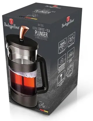 BerlingerHaus Dugattyús kávé- és teafőző (0,6 L) Black Rose Collection BH/7615