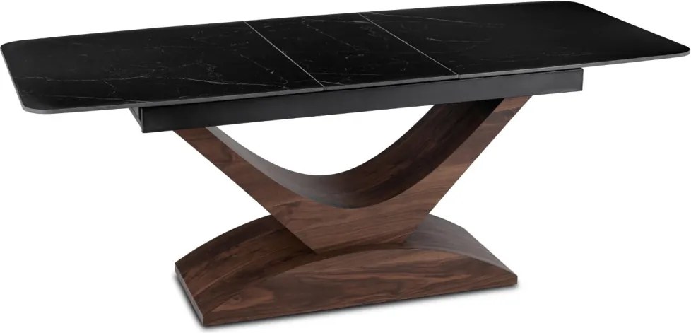 Stół ALICANTE Ceramiczny Rozkładany 160-200 cm Czarny márvány/Orzech