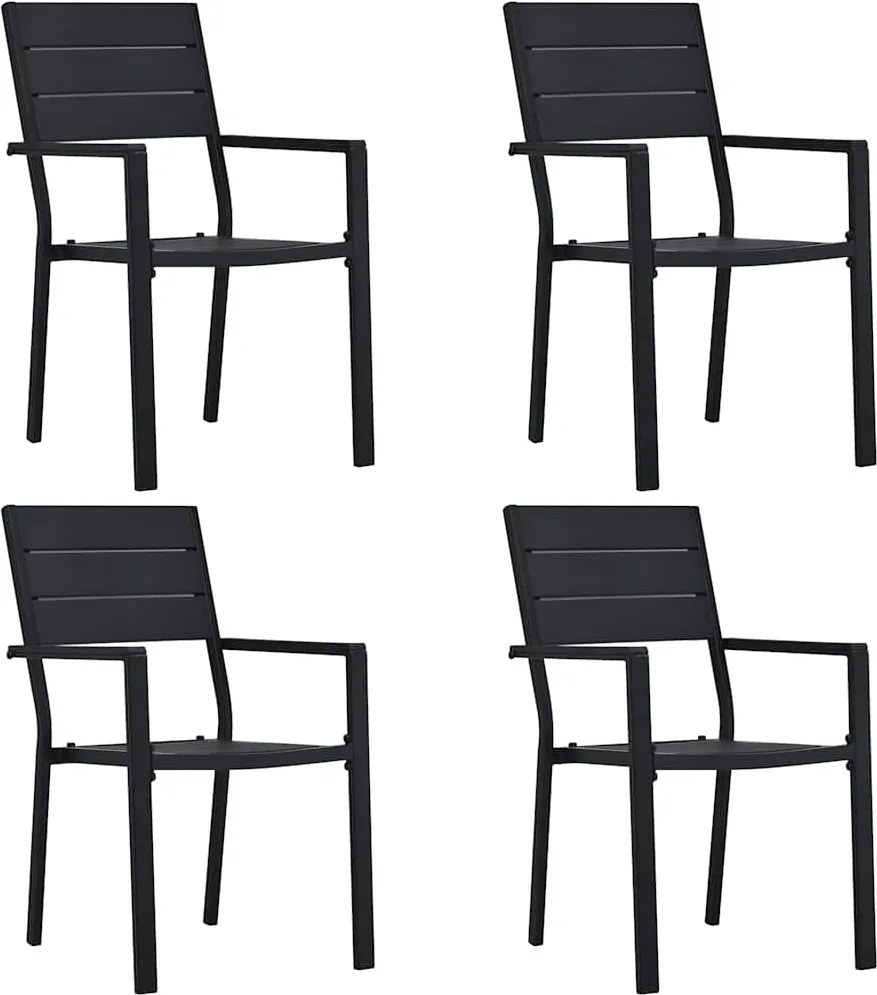 vidaXL 4 darab fekete fautánzatú HDPE kerti szék