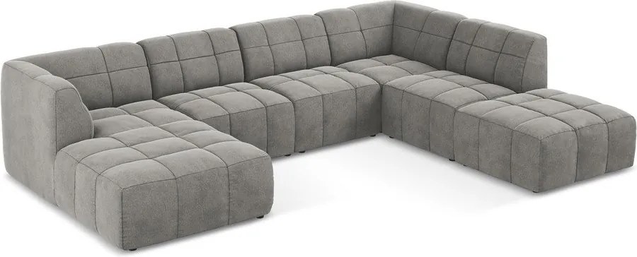 Szürke bársony sarokkanapé (U alakú) Aloha – Makamii