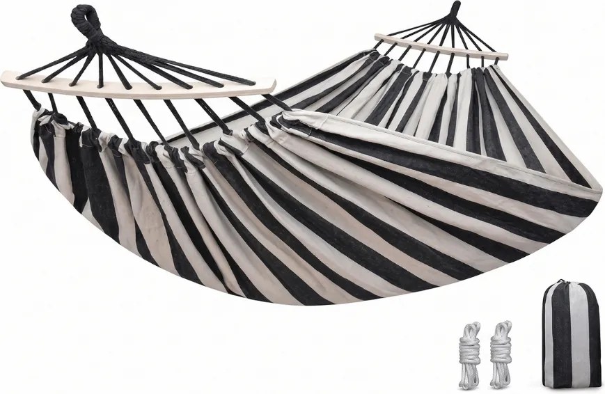 Függőágy ZENVIO COMFORT 200x80 cm, szürke-fehér + ingyenes táska