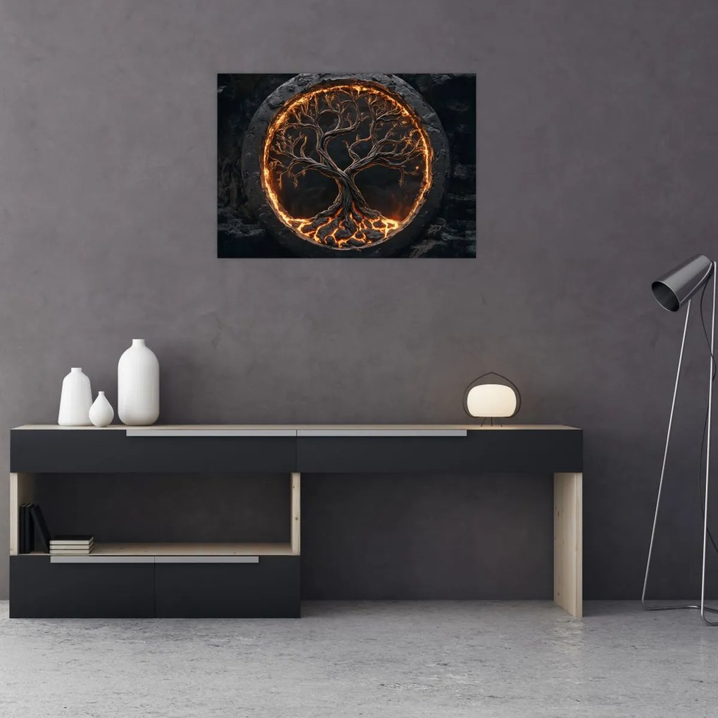 Üveg kép – Életfa lávában I. (70x50 cm)