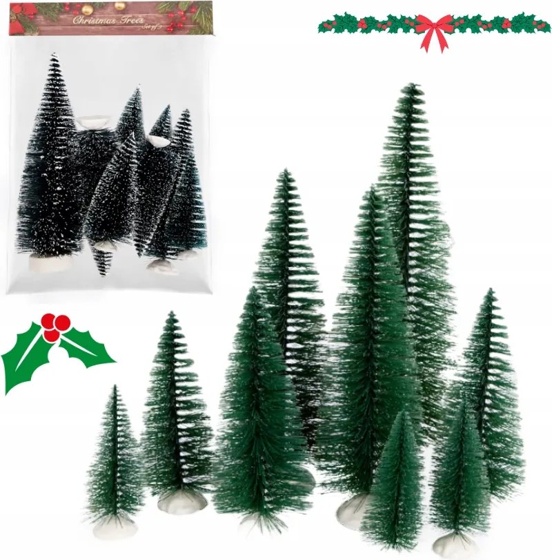 Kis Díszes Karácsonyfa Dísz Szett Fehér Zöld