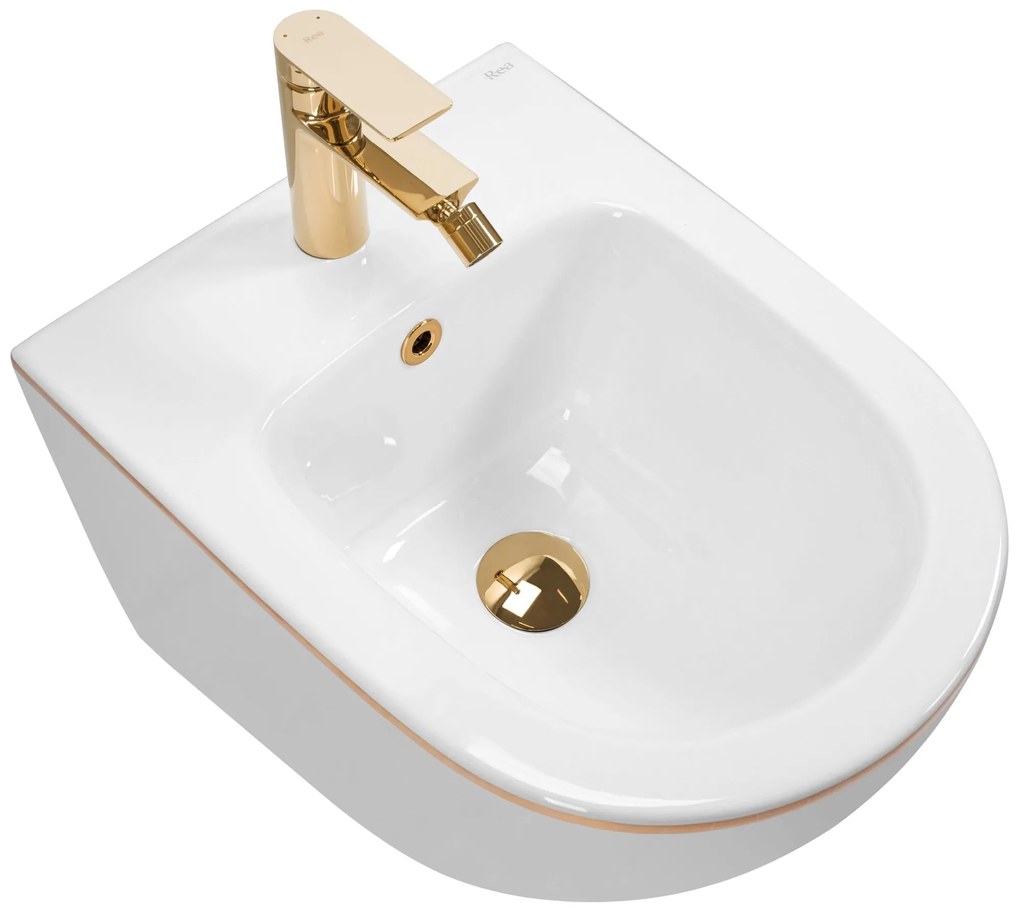 WC CARLO Mini Flat + bidet CARLO Mini White Gold Edge készlet