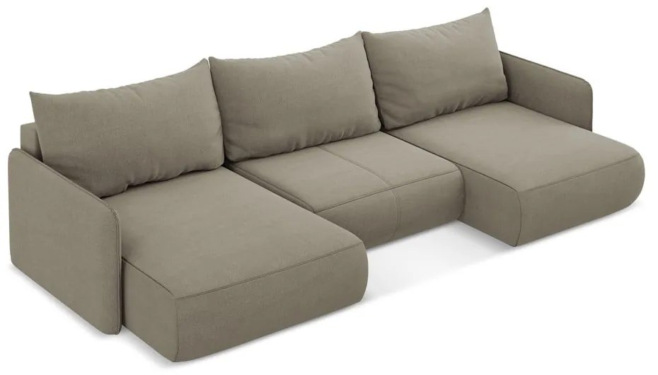 Bézs kinyitható-tárolóhelyes sarokkanapé Nanea – Makamii