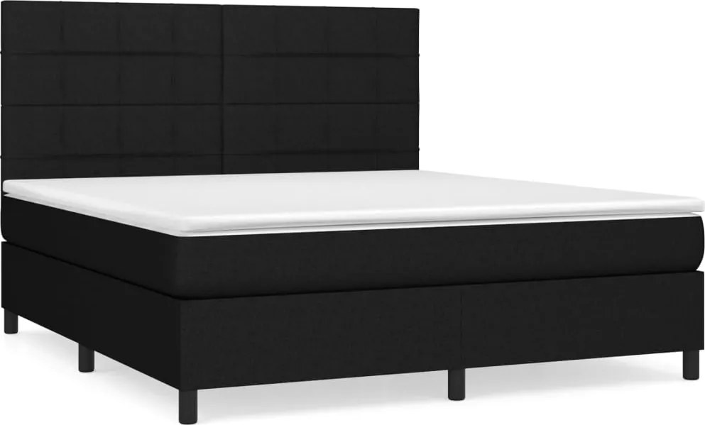 vidaXL fekete szövet rugós ágy matraccal 160x200 cm
