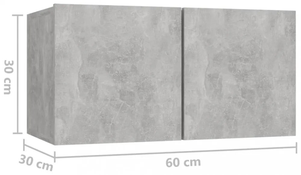 2 db betonszürke függő TV-szekrény 60 x 30 x 30 cm