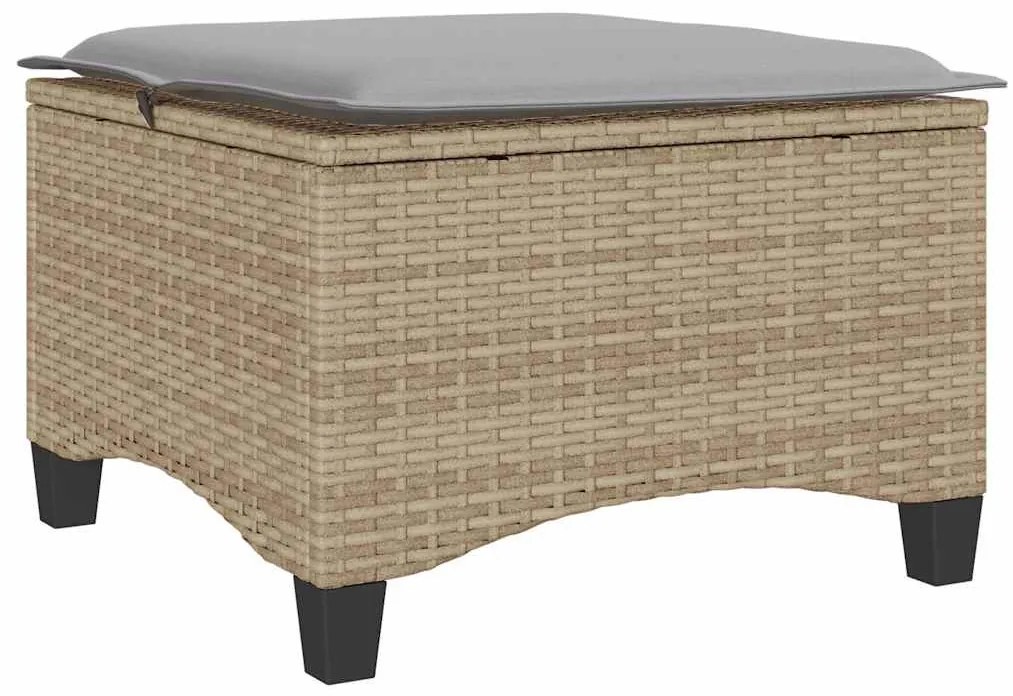2 db bézs polirattan kerti székek párnákkal 55x55x36 cm