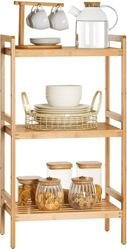 3 Szintes bambusz tárolópolc, 45 × 31,5 × 80 cm, natúr