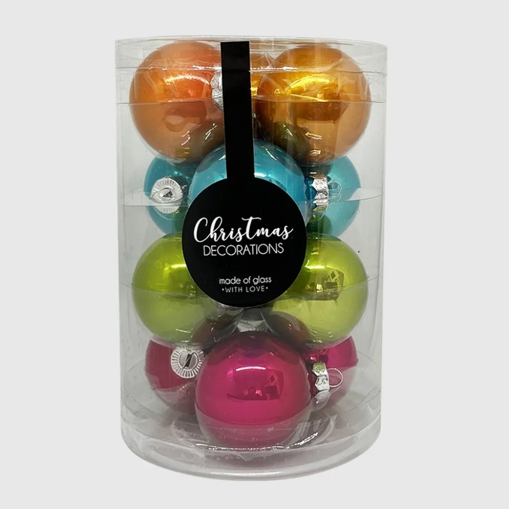 Happy Colours üveg karácsonyi gömb szett 12*6cm
