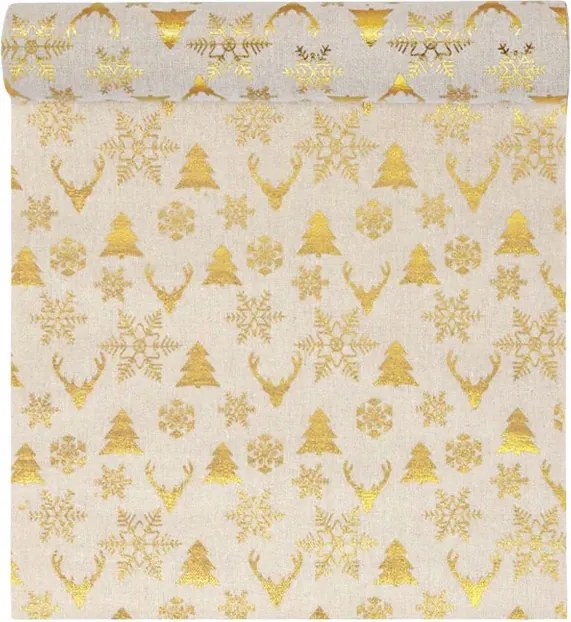 Futófelület Lenvászon Anyag Karácsonyfa És Hópehely 28cm/2,75m