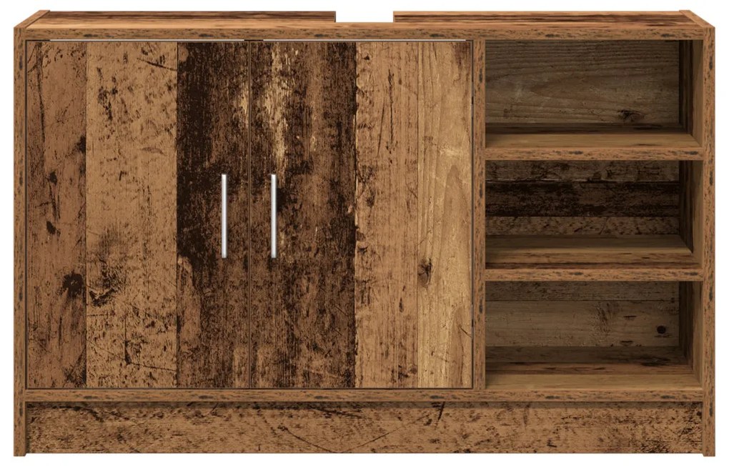 Mosdó szekrény Időzített fa 90x29x55 cm Szerelt fa