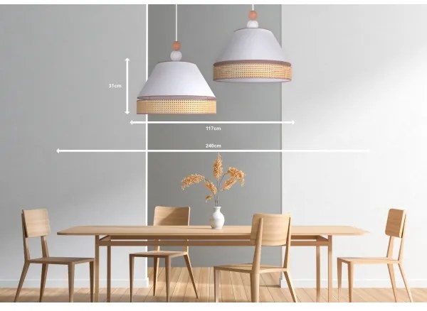 Duolla - Csillár zsinóron AVIGNON 2xE27/15W/230V fehér/rattan