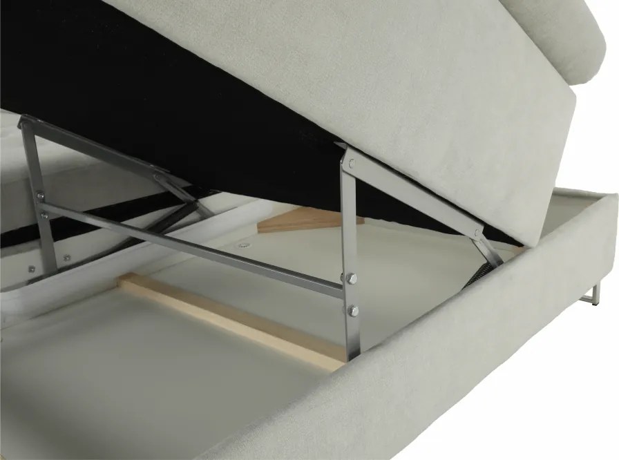 Ülőgarnitúra tárolóhellyel, világosszürke, szövet, jobbos, BUTON R