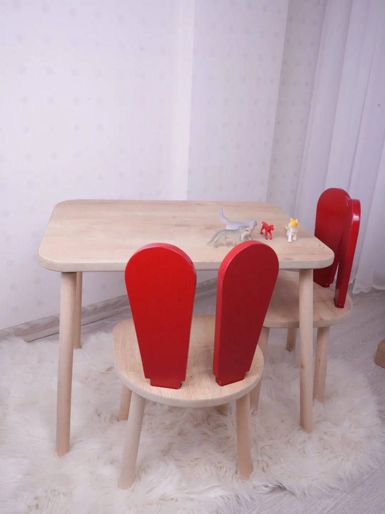 Gyerekasztal székekkel Bunny One Chair Set - Red, Brown