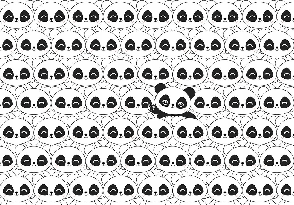 Fotótapéta Panda Pop Art Szimbólumok Vinyl 416x254 Fekete-fehér Kontrasztok +ragasztó