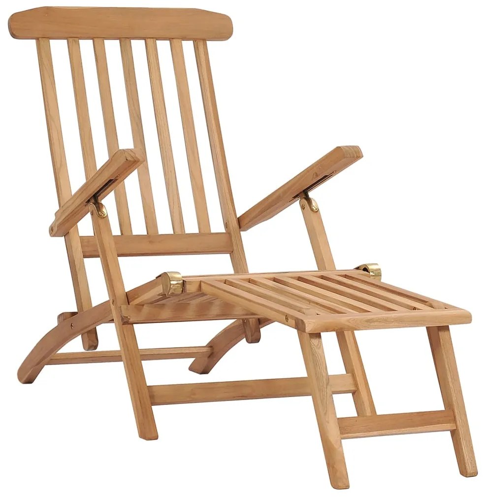 Tömör tíkfa lábtartóval ellátott kerti napozószékek és asztal