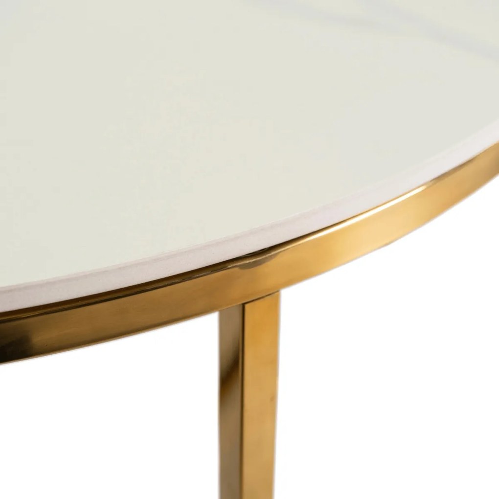 Kerámia asztal fehér márvány/arany színben MARINE