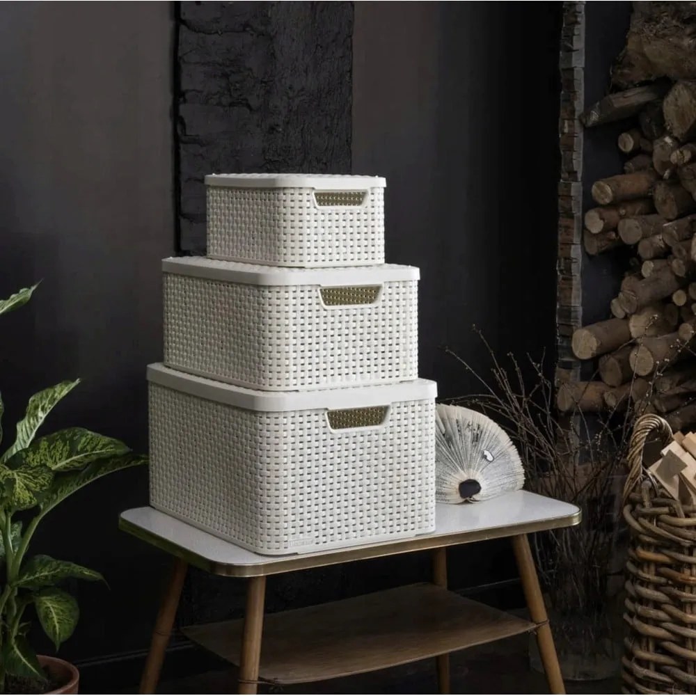 Krémszínű fedeles műanyag tárolódoboz 20x29x14 cm Style – Curver