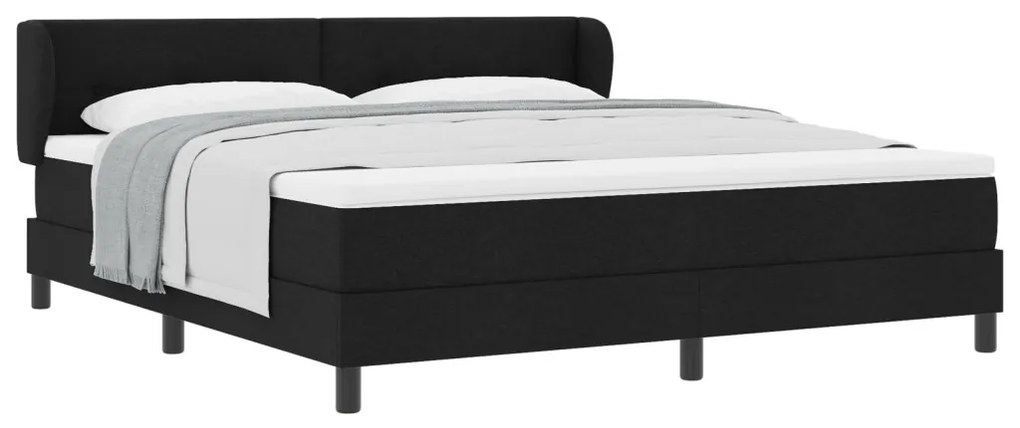 Boxspring Ágy Mattal Fekete 180x200 cm Szövet