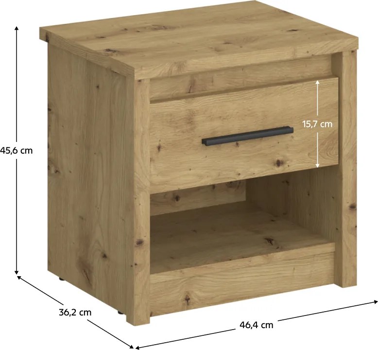 Éjjeliszekrény 1S, artisan tölgy, AIRON