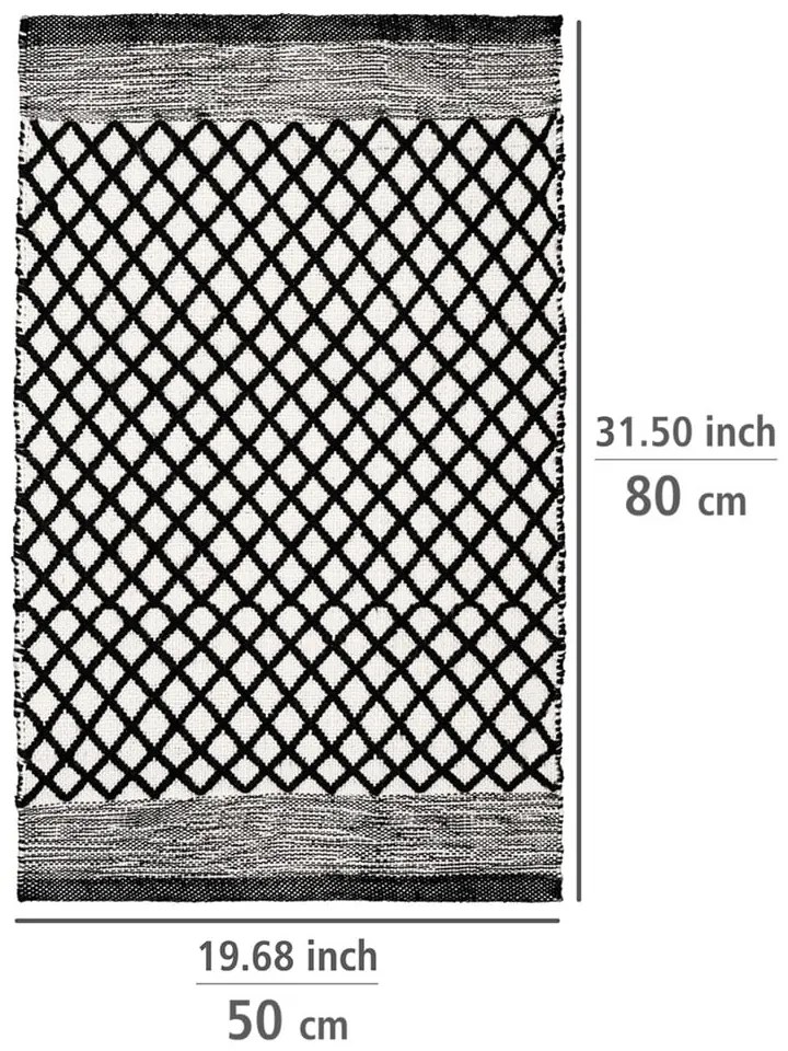 Fekete-fehér újrahasznosított műanyag fürdőszobai kilépő 50x80 cm Tara – Wenko