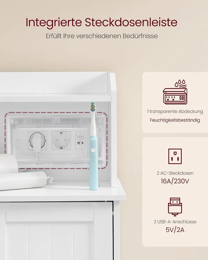 VASAGLE fürdőszobaszekrény, 30 x 60 x 100 cm, felhőfehér