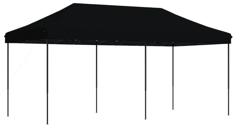 fekete összecsukható felugró rendezvénysátor 580x292x315 cm