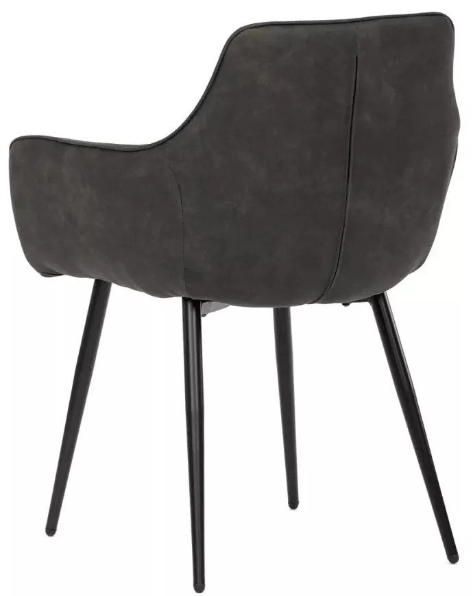 Scaun de dining modern cu brațe, cu cusături decorative elegante. Tapițerie din material textil negru. DCH-225. Livrare din stoc.