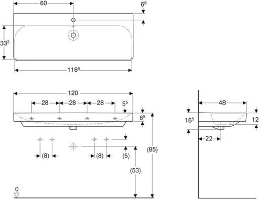 Geberit 500.226.01.1 - Függesztett mosdó Smyle Square 120x48 cm kerámia/fehér