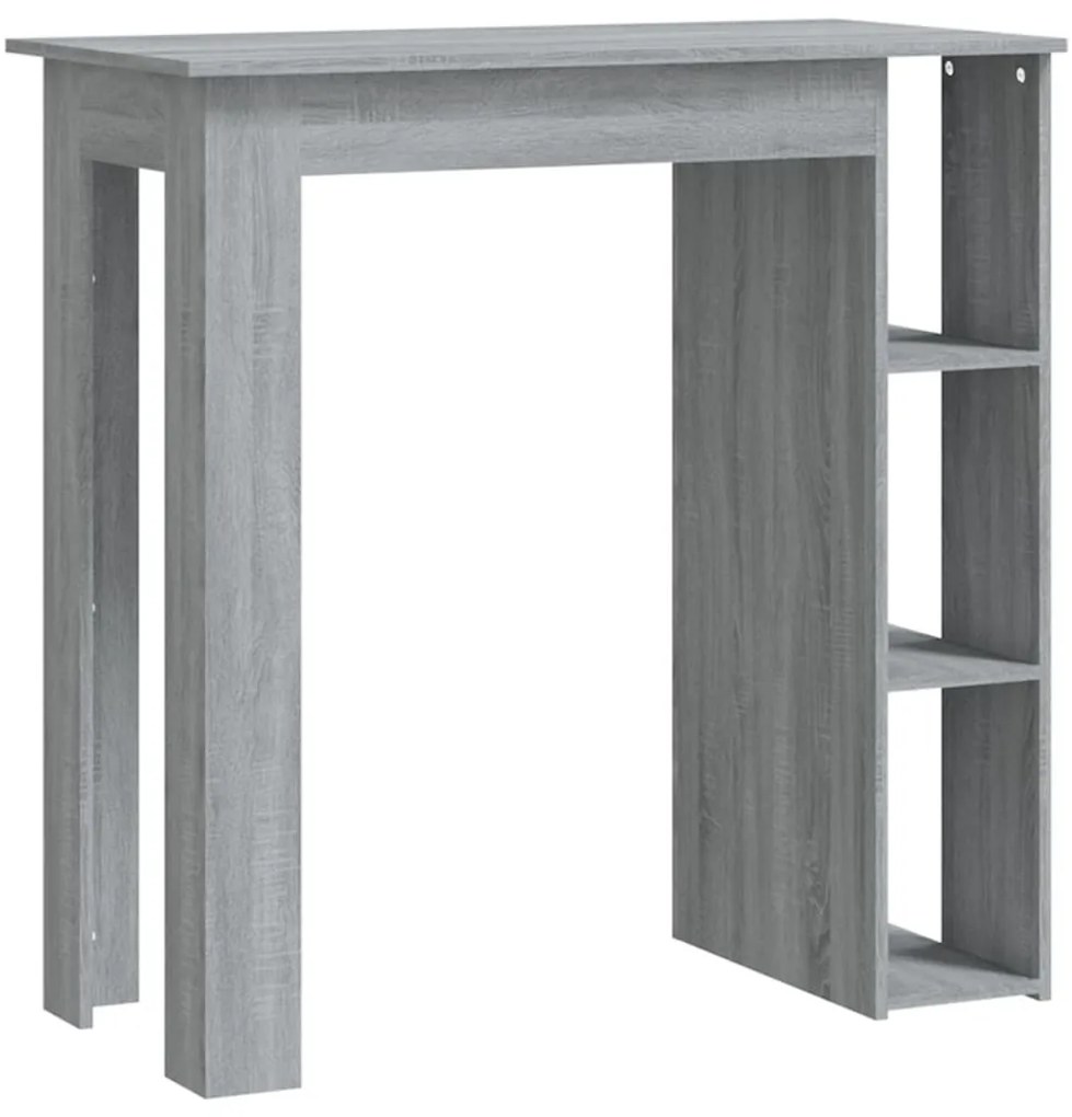 Szürke sonoma szerelt fa bárasztal polccal 102 x 50 x 103,5 cm