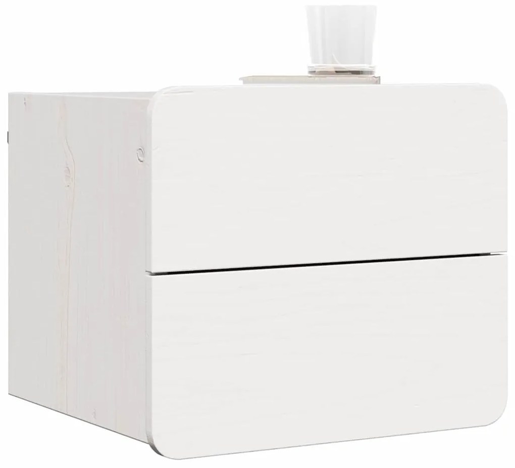 Éjjeli asztal fiókkal 2 pcs Fehér 39 x 34 x 33 cm Tömör fenyőfa