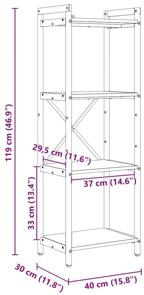 Könyvszekrény sonoma tölgy 40 x 30 x 118 cm Faanyag