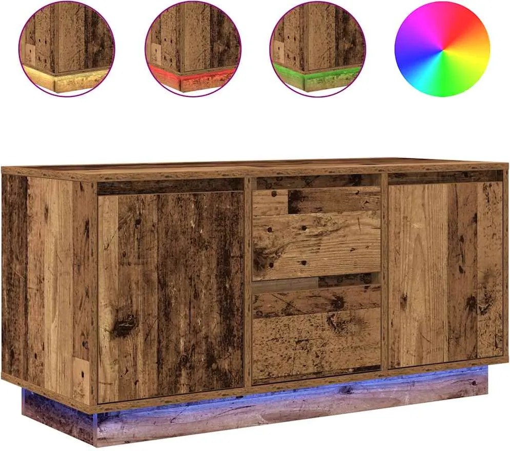 vidaXL antik fa színű TV-szekrény LED-lámpákkal 100x41x50 cm