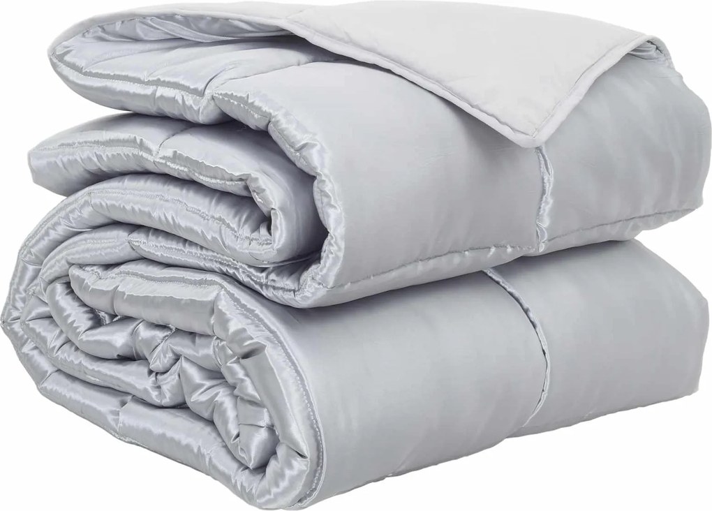 vidaXL Teljes éves takaró Ezüst 220 x 140 cm Satin és Mikroszálas