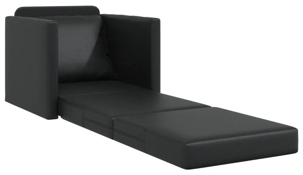 Floor Sofa Bed 2-in-1 Fekete 74x77x81 cm Műbőr