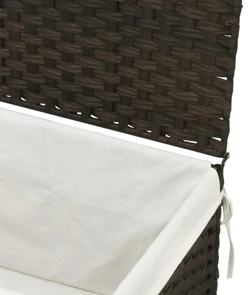 sötétbarna polyrattan szennyeskosár fedéllel 55,5 x 35 x 34 cm