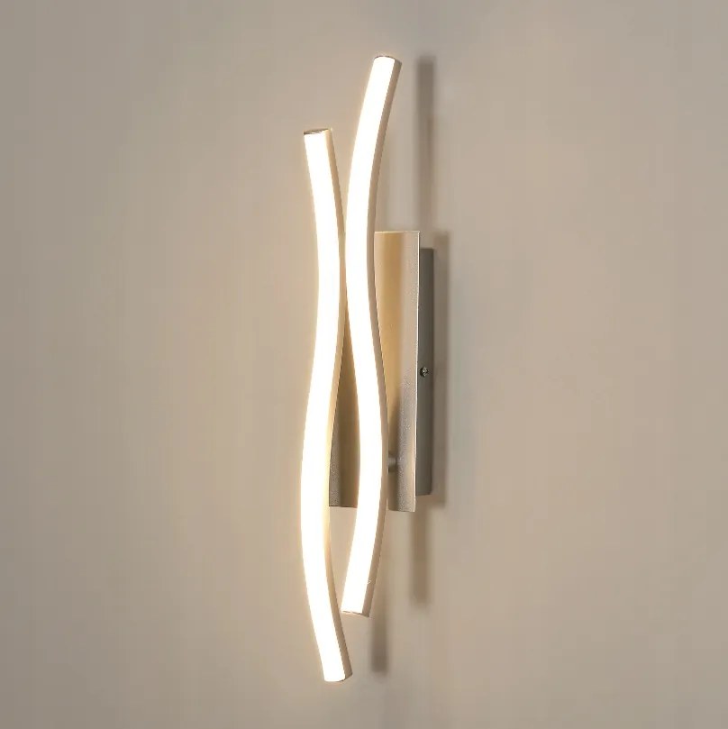 Kinkiet Lampa Scienna Led Nowoczesna Srebro Kreatywna 3000K Do Salonu 14W