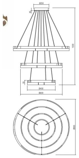 Redo 01-3182 - LED Dimmelhető csillár zsinóron CASTLE LED/80W/230V fekete