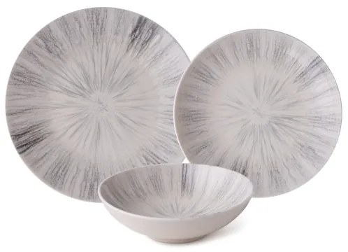 24 darabos étkészlet, szürke/porcelán