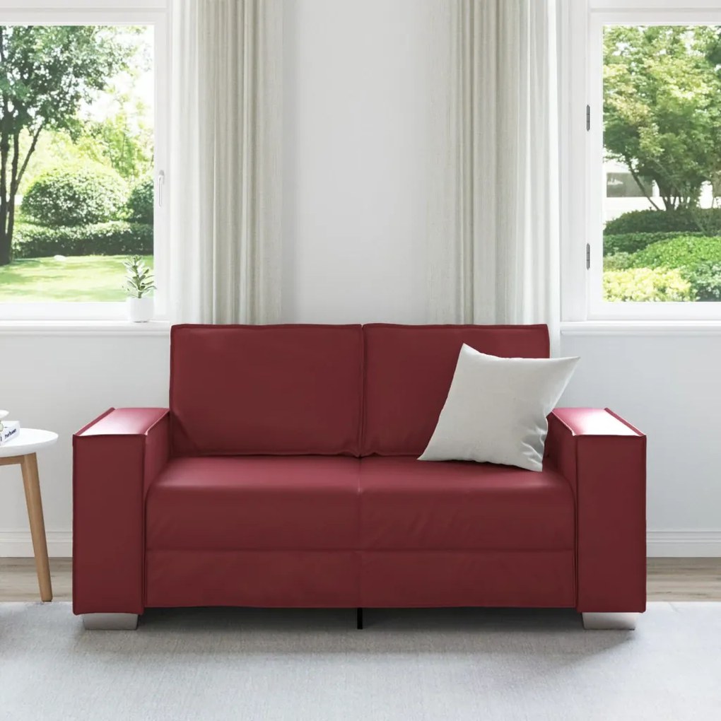 160 cm-es loveseat párnával bordó Műbőr