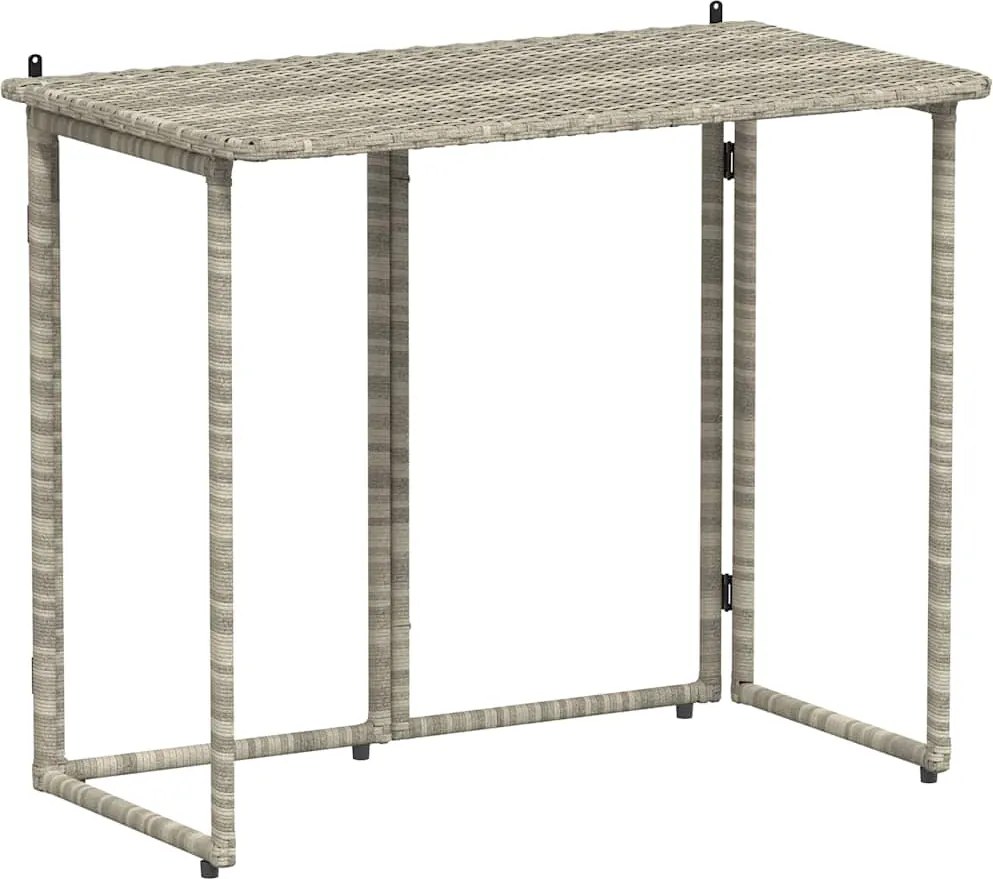 vidaXL világosszürke polyrattan összecsukható kerti asztal 90x51x75 cm