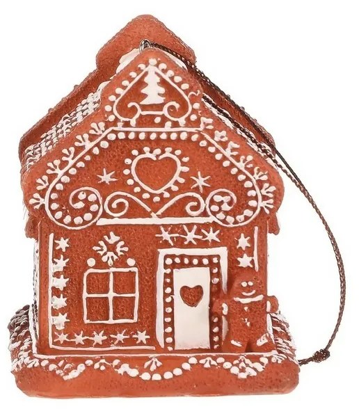 Karácsonyi dekoráció mézeskalács házkaMézeskalács, függő, polirezín, LED