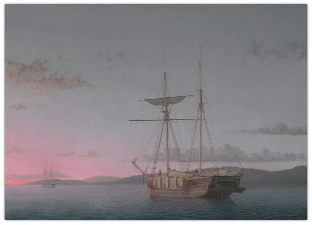 Kép - Fitz Henry Lane, Lumber Schooners at Evening on Penobscot Bay, reprodukciók (70x50 cm)