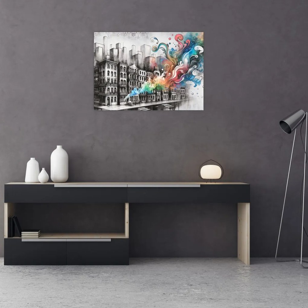 Üveg kép - Ipari élet (70x50 cm)